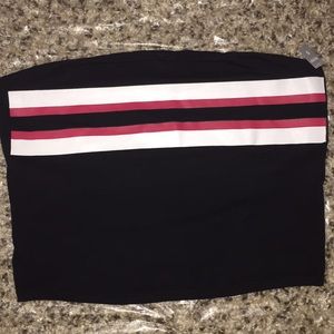 Black Tube Top With Red And White Stripes